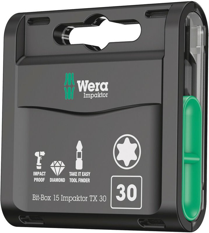 FP - Wera Bit-Box 15 Impaktor tx, tx 30 x 25 mm, 15-teilig 05057776001 Torx Bits