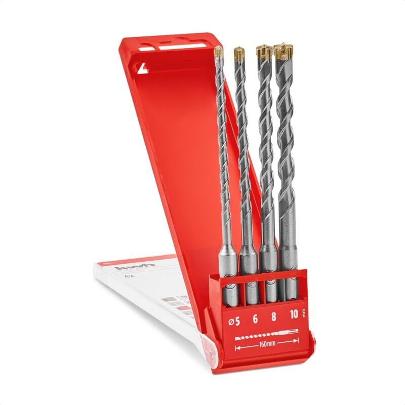 KWB - HB2X sds Plus Bohrer Set, 4 tlg., 160 mm, ø 5 / 6 / 8 / 10 mm (hm x Cross Point, U-förmige gefräste Spirale, 40 cr...