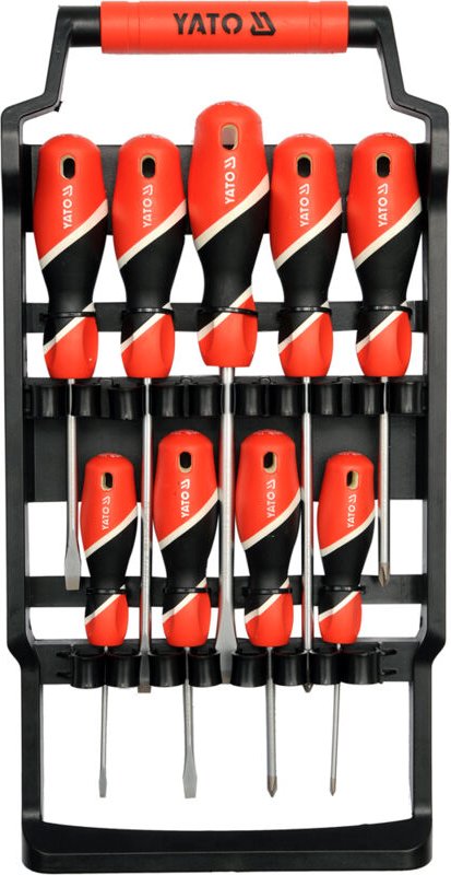 Satz Schnell- Und Kreuzschraubendreher Auf Einem Ständer 9-Teilig - Yt-25968