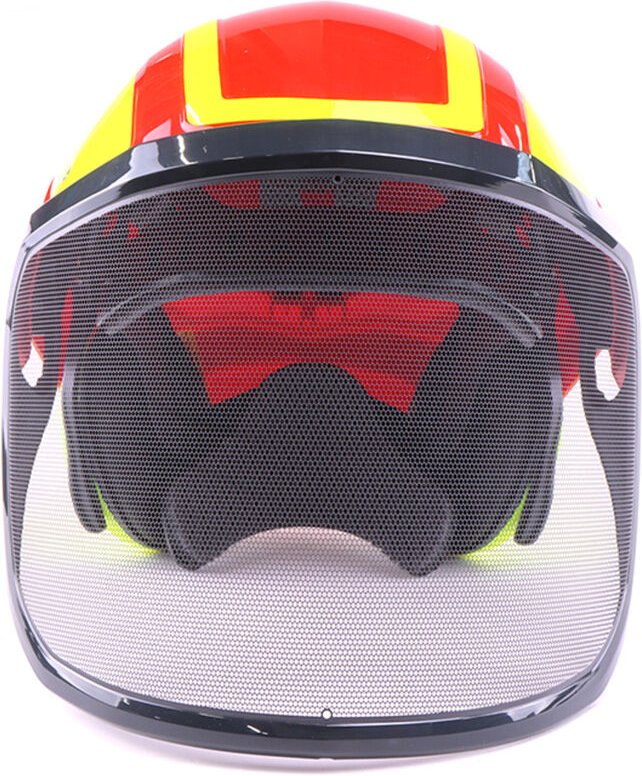 Forsthelm / Schutzhelm mit Gehörschutz und Visier Integral Forest Rot/Gelb Rot/Gelb mit Ätzmetallvisier F39 - Orange - P...