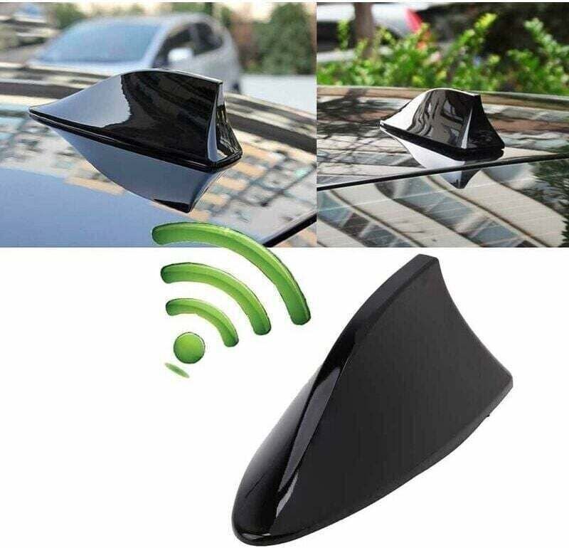 Haifischflossenantenne, universelle Autoantenne mit AM/FM-Radiosignal, wasserdichter Sockel (Schwarz)