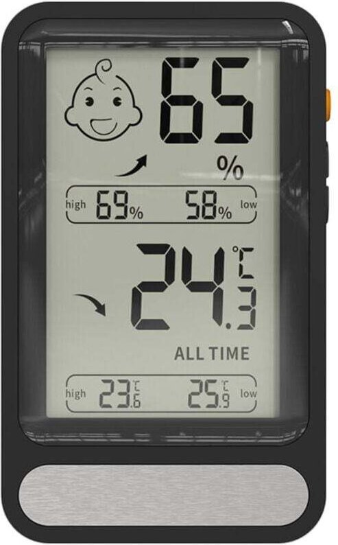 Digitales Thermometer-Hygrometer für den Innenbereich mit großem, beleuchtetem LCD-Display und MIN/MAX-Anzeige. Für Wohn...