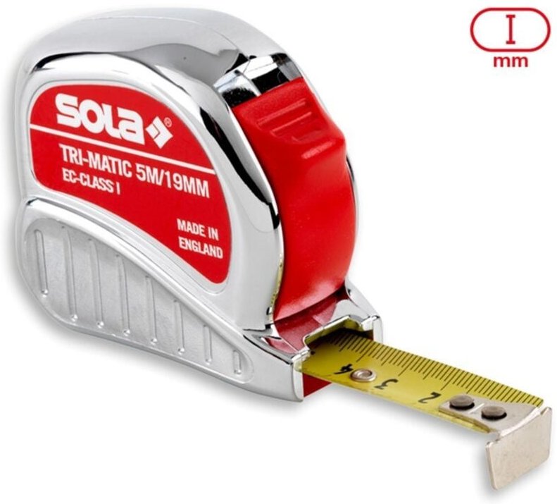 Trimatic Rollbandmaß mit EG-Prüfzeichen (Genauigkeit 1) Rollmeter 5m - Sola