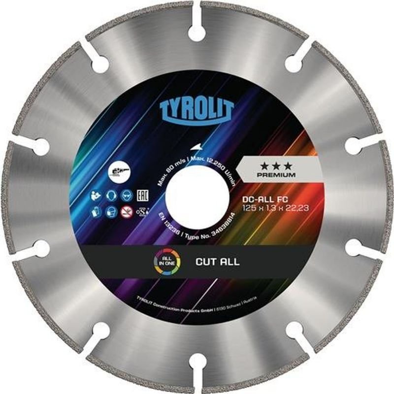 Diamanttrennscheibe dc all fastcut ø 125 mm Bohrung 22,23 mm Segmenthöhe 10 mm Segmentstärke 1,8 mm