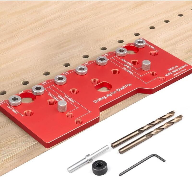 Bohrschablone für Regalwinkel, verstellbare Regalbohrführung, 1/4"-Aluminium-Bohrschablone für gerade Löcher, Montagehil...