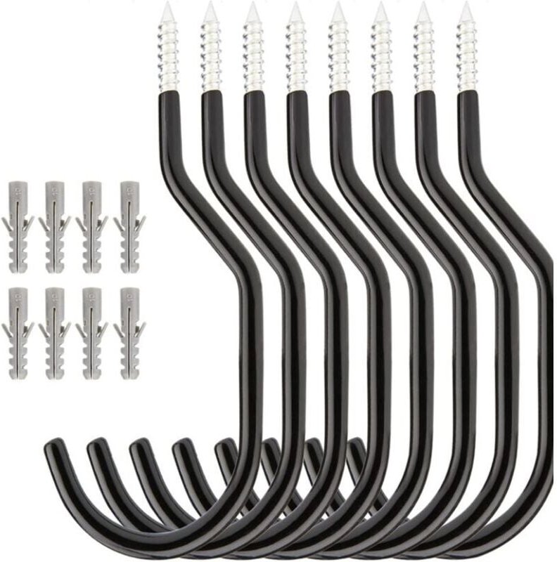 BEBUSINGOTO 8er-Set Fahrrad-Deckenhaken aus Stahl, zur Wandmontage, Aufbewahrungshaken für Garage, Schuppen, Garten, Sch...