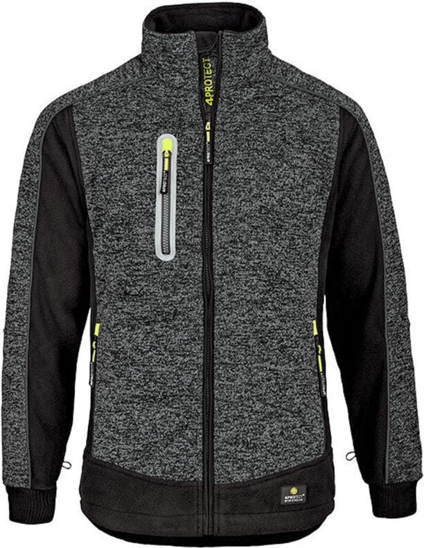 Wetterschutz Fleecejacke MAINE schwarz/weiß melange Größe 4XL