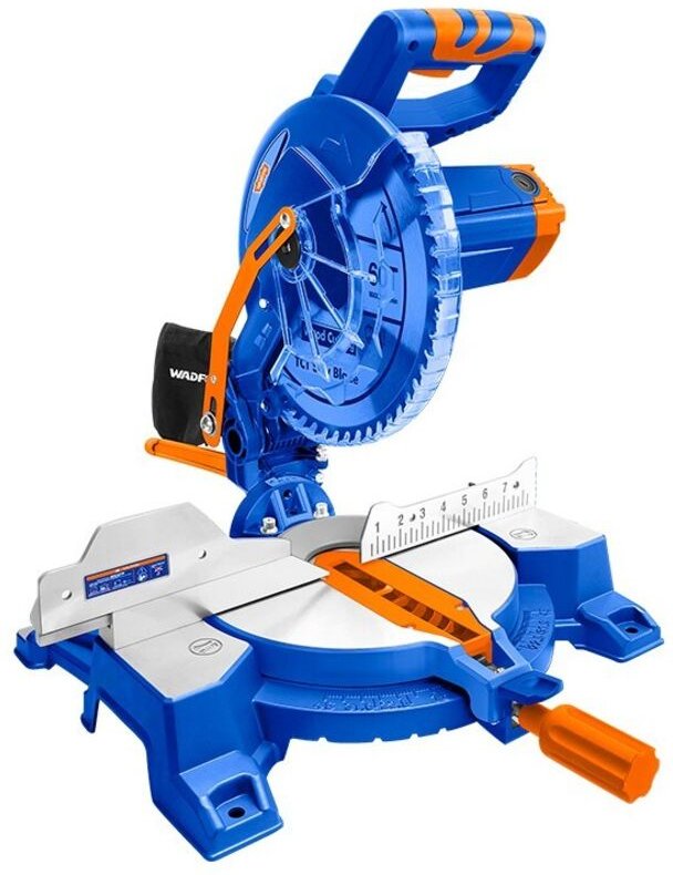 WADFOW Gehrungssäge, 1800 W, 255 mm, Winkelschnitte, 5300 U/min, TCT-Sägeblatt enthalten