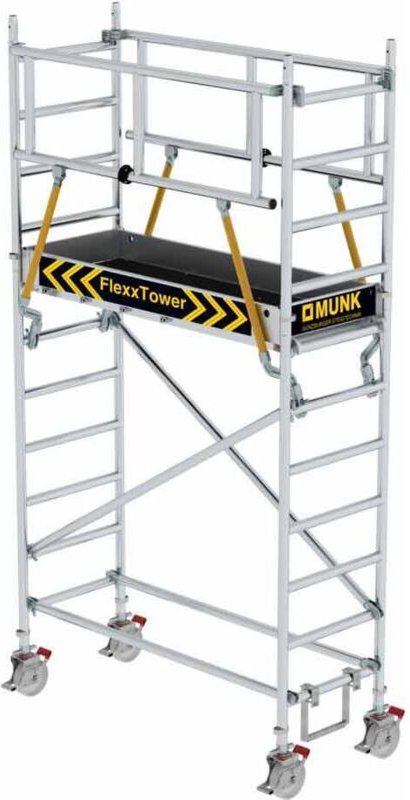 MUNK Rollgerüst FlexxTower SGX ergo mit klappbaren Dreieckauslegern und Schwenkfuß Plattformgröße 1,80x0,60m Arbeitshöhe...