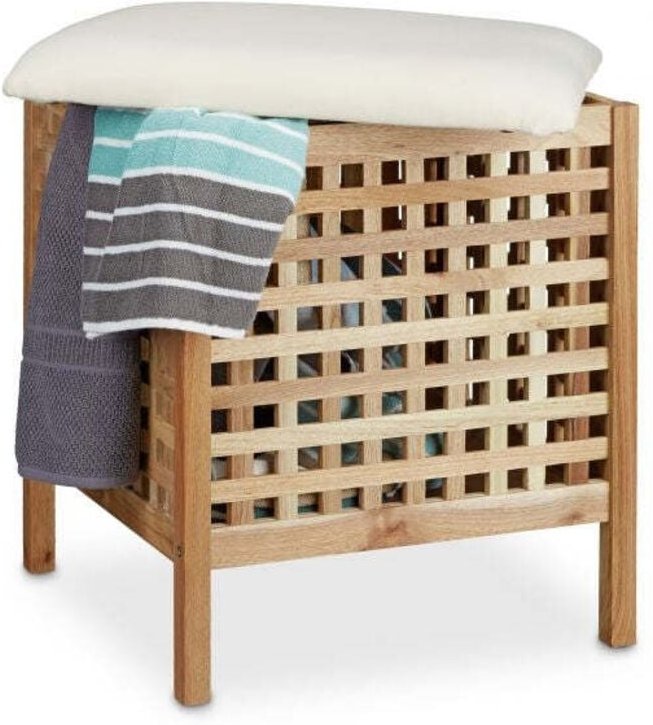 Badezimmerhocker aus walnussholz mit waschbecken 8831179