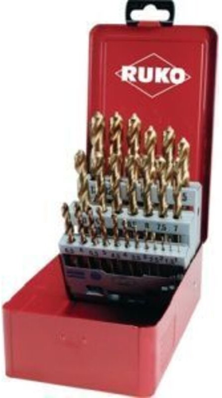 RUKO Spiralbohrer Satz DIN 338 Typ N HSS-TiN geschliffen 1,36 kg