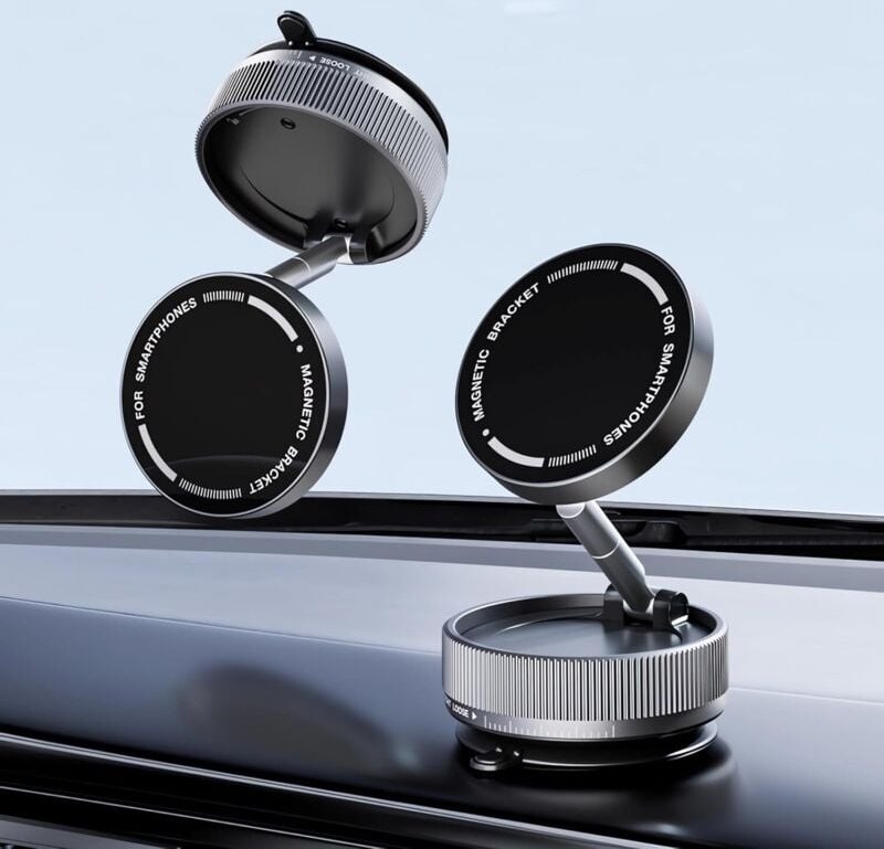 Magnetische Autotelefonhalterung – Tragbare, faltbare Handyhalterung mit Saugnapf für das Armaturenbrett, 360-Grad-Drehu...