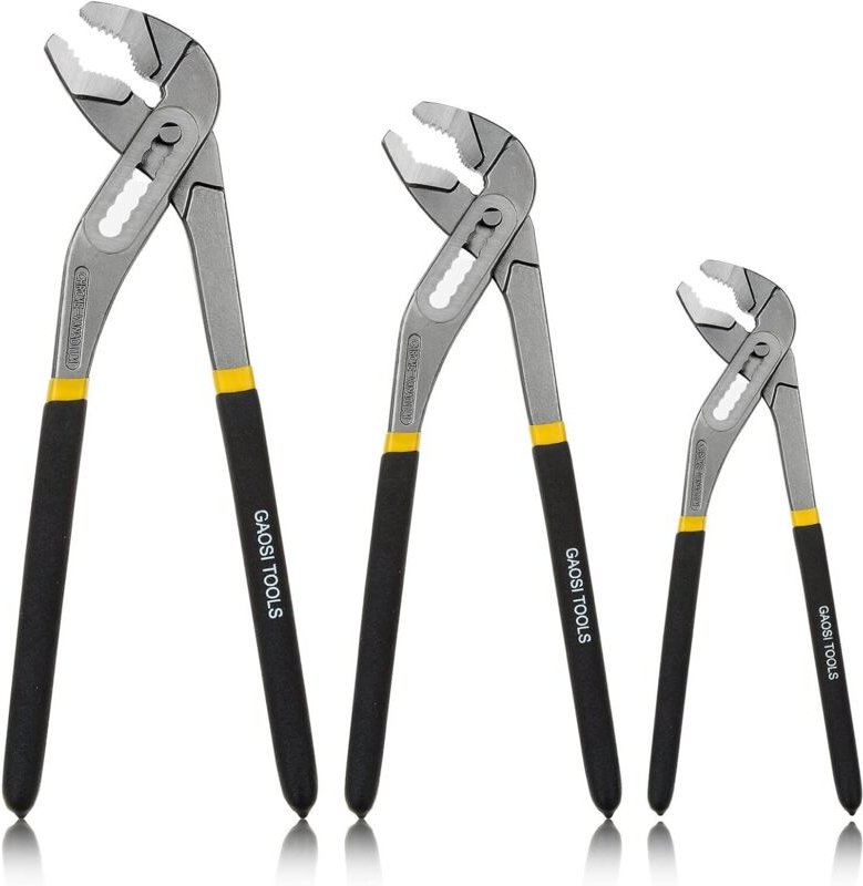 Set mit 3 verstellbaren Wasserpumpenzangen, Wasserpumpenzange 200 mm/250 mm/300 mm – Chrom-Vanadium-Stahl – rostfreie Ob...