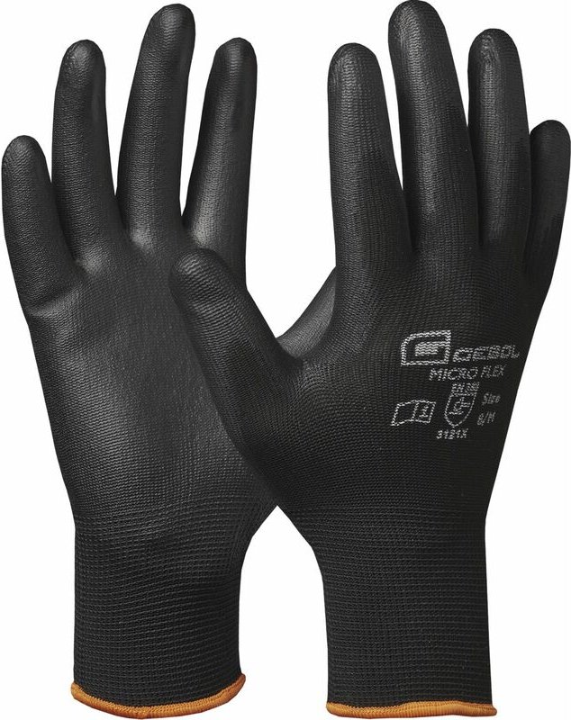 Schutzhandschuh Micro Flex Arbeitshandschuh schwarz Größe 9 1 Paar - Gebol