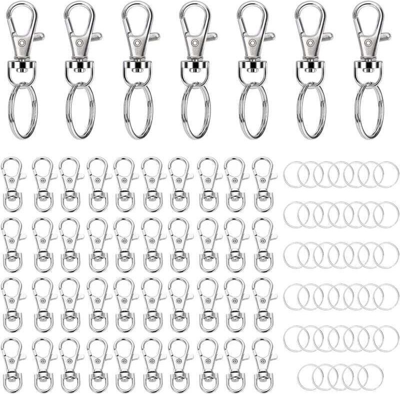Drehbare Karabiner, 50 Stück Schlüsselringe, drehbarer Schlüsselring aus Edelstahl