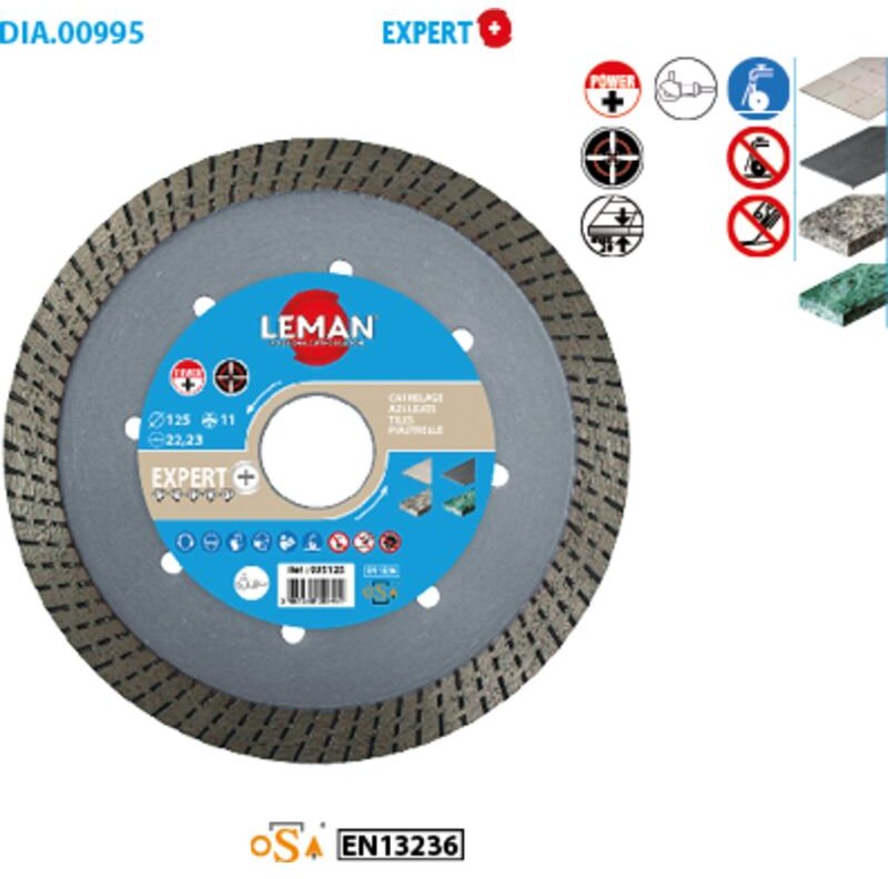 Diamant-Scheibe für Feinsteinzeug Power + Expert + ø 115 Bohrung 22,23 Ep. 1,4 mm