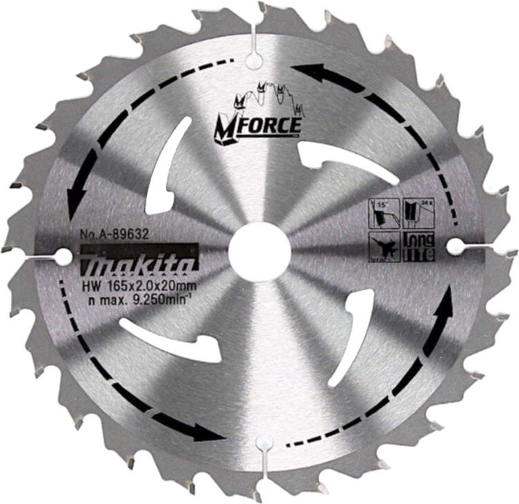 Sägeblatt M-Force HM-Blatt 165mm 24 Zähne - Makita