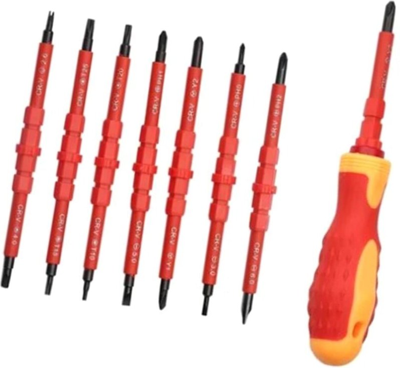 Set isolierter Schraubendreher aus Chrom-Vanadium-Stahllegierung und ABS-Gehäuse, Schraubendreher mit austauschbaren Kli...