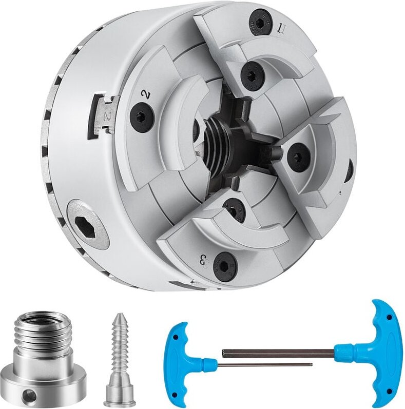 VEVOR KP2-3/4 Drehbankfutter 4-Backen φ70mm Backenfutter aus 45 Klemmbereich 30–47mm Spannfutter-Innengewinde 1x8 TPI Dr...