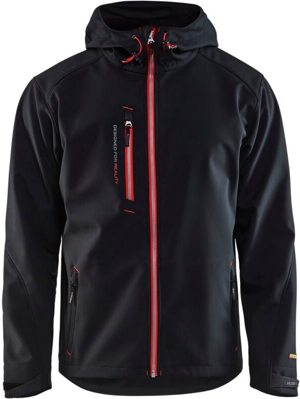 Arbeitssoftshelljacke mit Kapuze 4949 - Schwarz/Rot XS