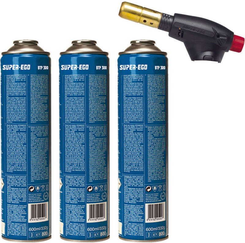 Pack segofire Piezo-Brenner + 3 Flaschen multigas 300