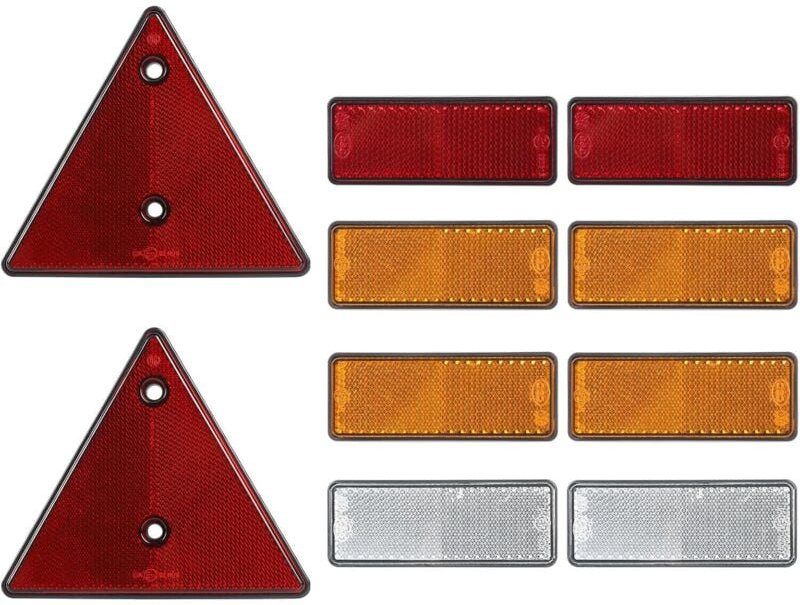 Anhängerreflektor, 2 x roter dreieckiger Reflektor, 4 x gelber, 2 x roter, 2 x weißer rechteckiger selbstklebender Refle...