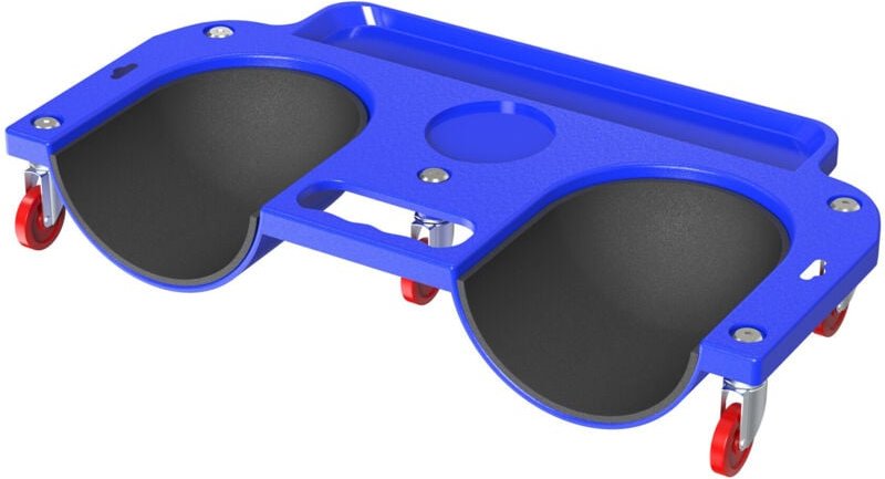 Relaxdays Knierollbrett, bis 150 kg, gelenkschonender Knieschoner auf Rollen, Werkzeugablage, BxT: 50 x 25,5 cm, blau