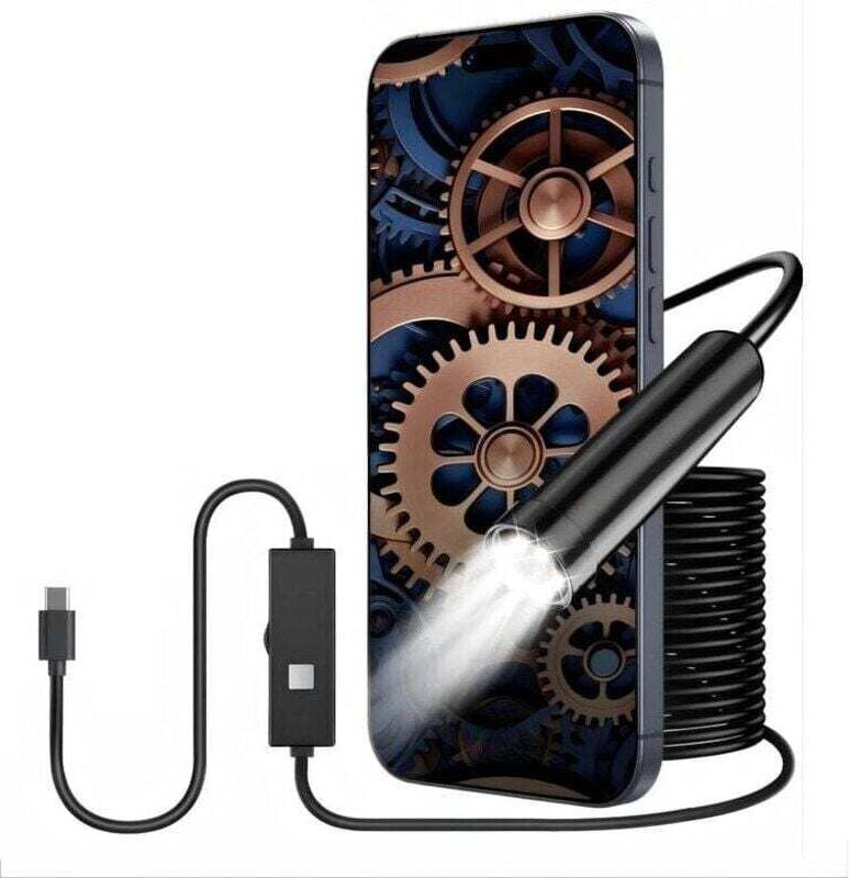 Endoskopkamera mit Licht, Inspektionskamera für 10 m langes, halbstarres Kabel, 8,0 mm Typ-C-Endoskop mit 6 LEDs, USB-En...