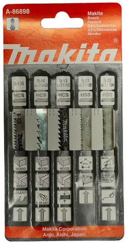 Makita Stichsägeblätter 5tlg. Holz und Metall A-86898 B-105 B-16 B-13 B-23 B-22
