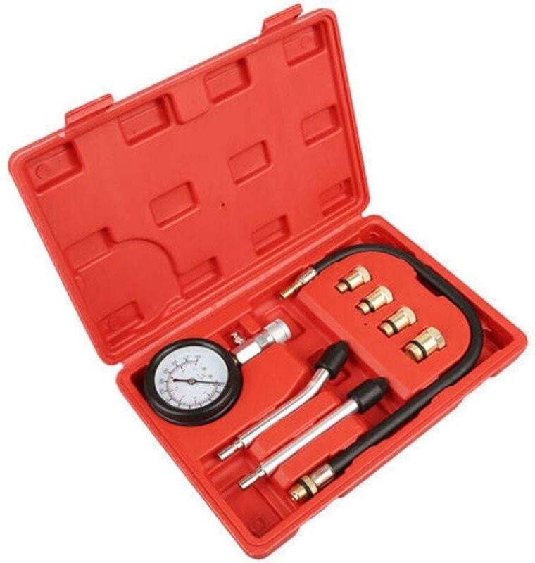 Compressiometer Box Kompressor Set Kompressionstester für alle Motoren Zwei Testmodi: Bar und PSI – Rot FLITI