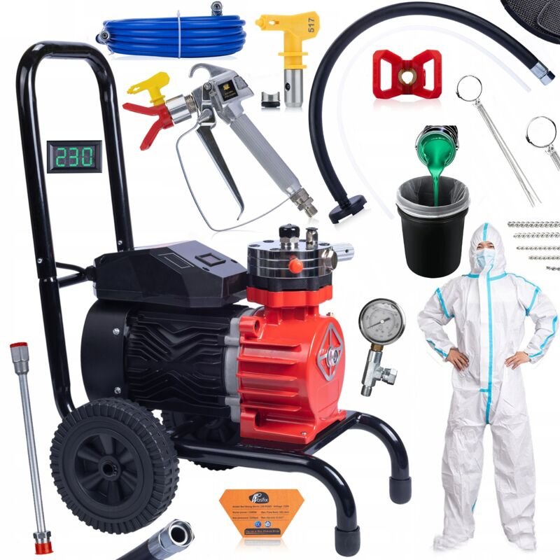 Rosfix Red Strong Storm 1100 RSS05 Lackiergerät 3500 W 22 MPA 18 l/min + Overall + Wischer + Farbsiebbeutel