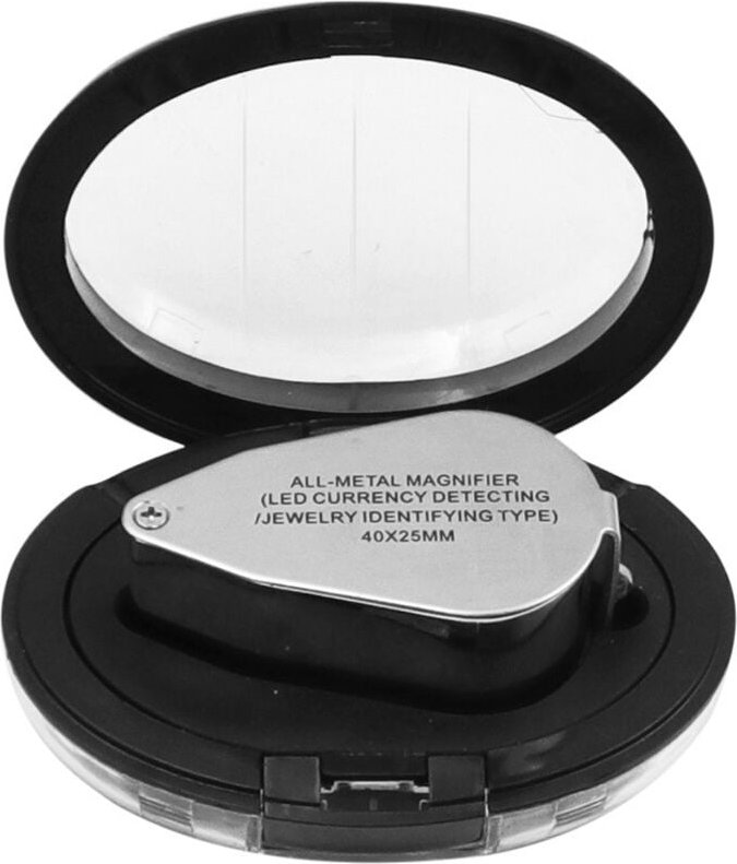 40-fache Juwelierlupe, Metall-Faltlupe mit UV-LED-Licht, Lupe für Diamanten, Juweliere, Münzen (Währungserkennung/Schmuc...