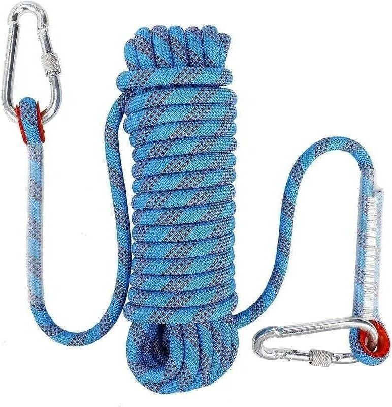 10 mm statisches Sicherheitskarabiner-Kletterseil, Polyester-Bergsteigerseil für Rettung, Wandern, Bergsteigen und Klett...
