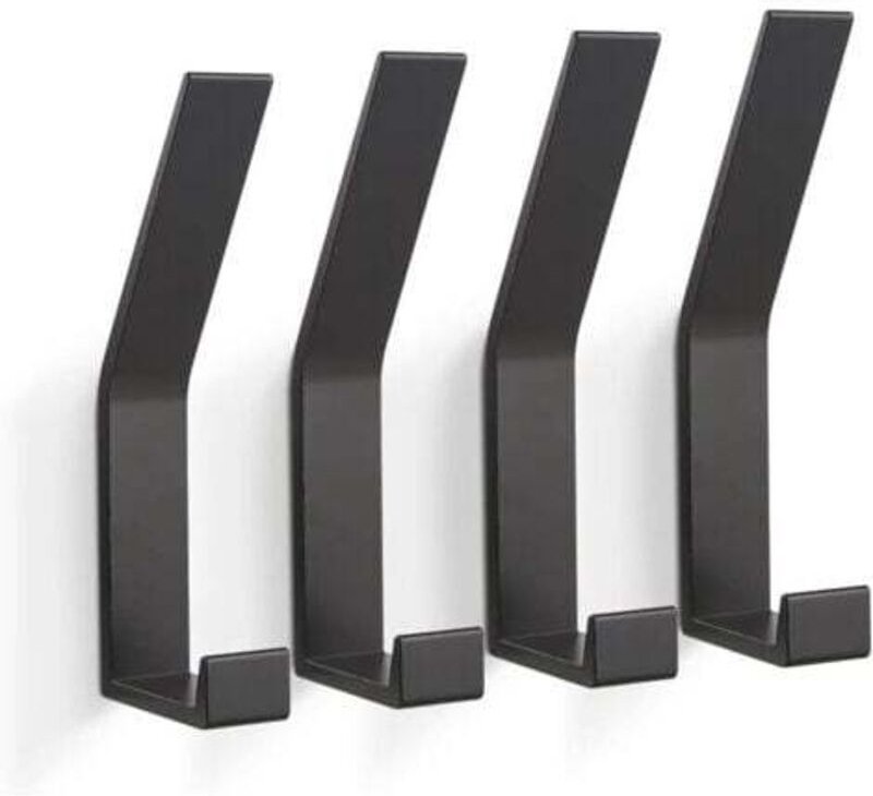 (Schwarz) 4 Stück Haken, Wandgarderobe (Unsichtbare Schrauben), Moderner Garderobenhaken für Jacken, Mäntel, Kleidung, S...