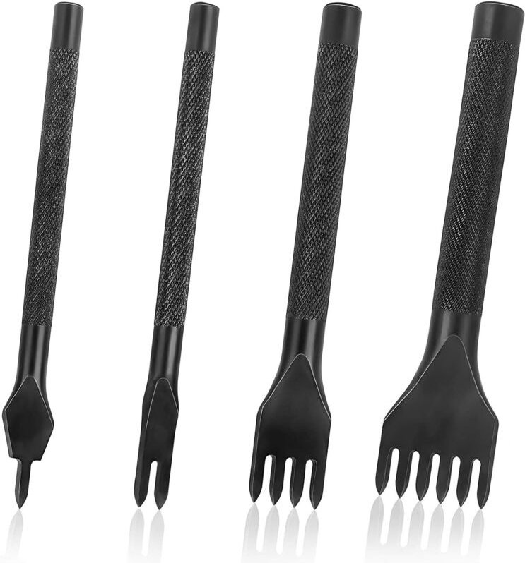 4-mm-Lochstanzen-Set zum Selbermachen, Lochstanze für Leder, Bastelschere aus Stahl (1/2/4/6 Zähne), 4-teilig