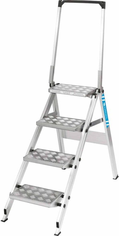 Zarges Sicherheitstreppe Plazatec P elektrisch ableitfähig klappbar 4 Stufen mit Sicherheitsbügel