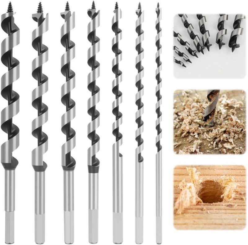 Holzbohrer-Set, Spiralbohrer, 7-teiliges SDS-Plus-Holzbohrer-Set aus Kohlenstoffstahl, Spiralbohrer-Holzbearbeitungswerk...