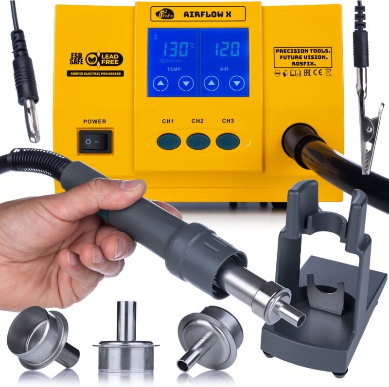 Rosfix AirFlow X – SMT Lötstation 1300W Touch LCD TurboPro 3 Kanäle Bürstenloser Turbinenmotor Auto Sleep Bleifrei Elekt...