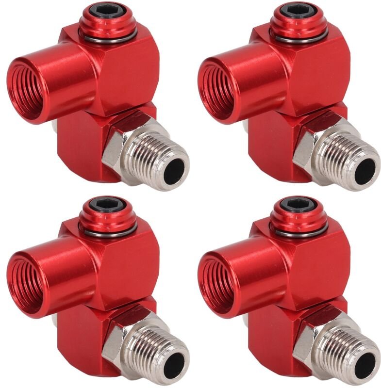 Spacnana 4er-Set 360° drehbare Luftschlauchverbinder 1/4 Zoll NPT Pneumatikwerkzeugadapter mit 2 Drehpunkten
