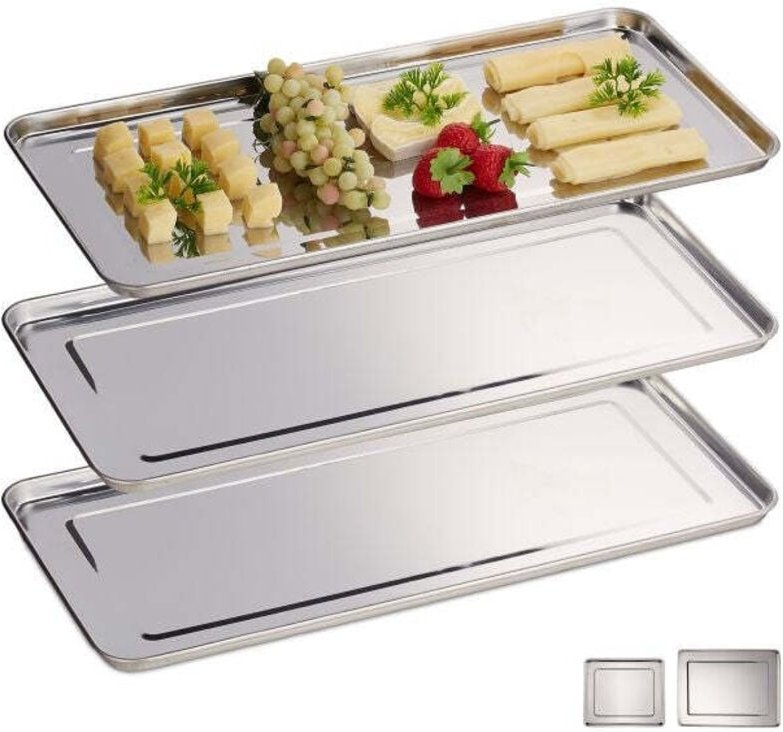 3x steel serving trays