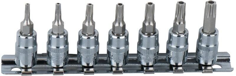 1/4' CHROMEplus Bit-Stecknuss-Satz Torx, Bohrung, 7-tlg TB10-TB40