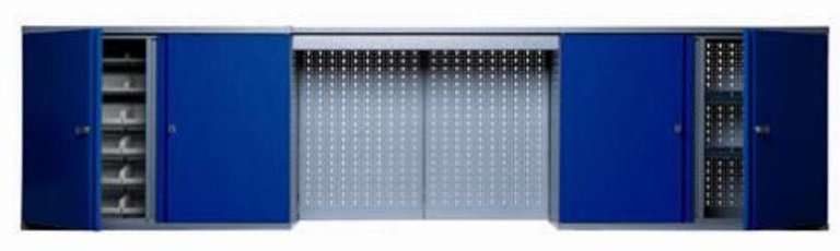 Küpper Hängeschrank 70187, 240 cm breit, 4 Fachböden, 36 Boxen, Lichtblende, ultramarinblau