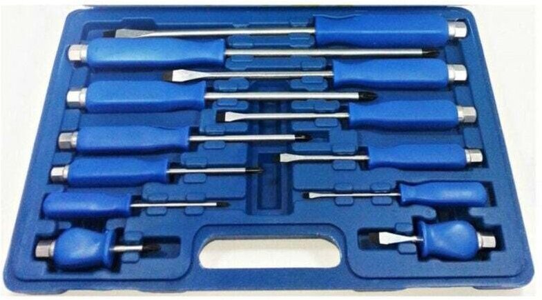 12-teiliges magnetisches Schraubendreher-Set aus Chrom-Vanadium im Kunststoffkoffer – - Ymyny