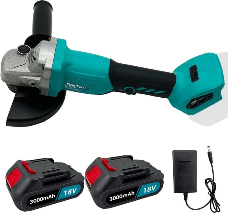 Teetok - Winkelschleifer, Akku-Winkelschleifer ø 125 mm, bürstenloser Motor, elektrischer Schleifer mit 2 3,0-A-Akku, La...