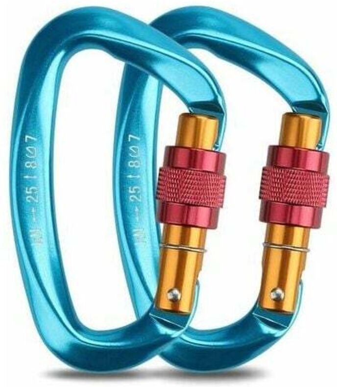 Kletterkarabiner, 2er-Pack selbstsichernde Karabiner aus Edelstahl und Aluminium mit D-Ring zum Klettern, Abseilen, Verr...