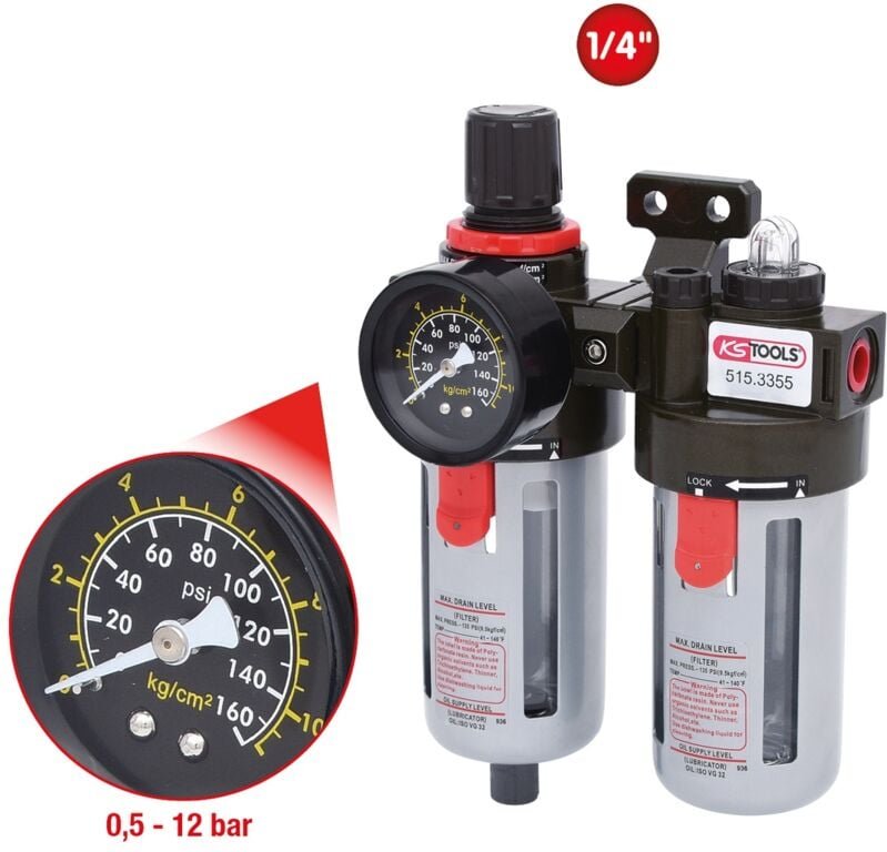 Ks Tools 1/4 Druckluft-Wartungseinheit, 0,5-12bar