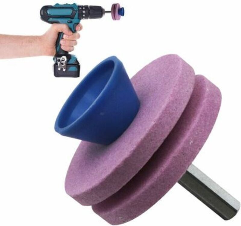 Rasenmähermesserschärfer, Schärfscheibe für Gartengeräte, Ersatzschärfer für Rasenmähermesser von Guazhuni (Pink) BLAU