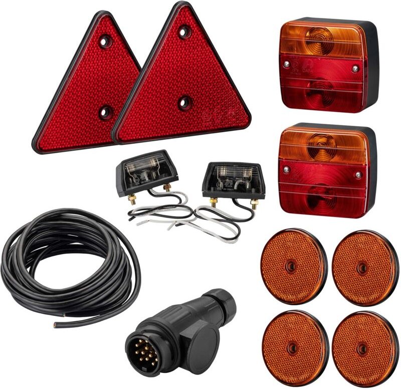 Wiltec - Rückleuchten Set für Anhänger 12-teilig, 13-poliger Stecker mit 5 m Kabel, Rücklicht mit E-Prüfzeichen, Anhänge...