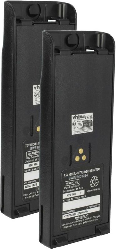 vhbw 2x Akku kompatibel mit Motorola MT2000, JT1000, HT6000, HT1000, MT2100 Funkgerät, Walkie Talkie (2300 mAh, 7,5 V, N...