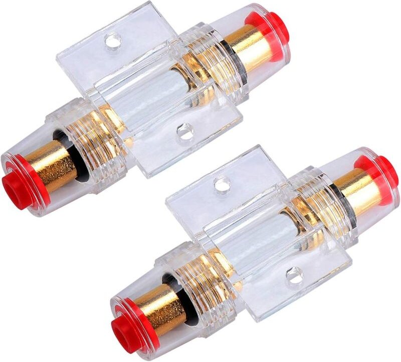 Ersandy - 2 Stück AGU-Inline-Sicherungshalter mit 60 a AGU-Sicherungen für Auto-Audio-Alarmverstärker-Kompressoren